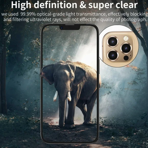 Camera lens tempered glass protector for iPhone 13 Pro, 13 Pro Max Gold - Picture 4 of 7